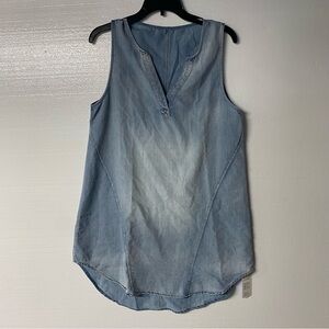 Cupshe Tunic Shirt Women M V Neck Sleeveless Chambray Oversized Summer Beach